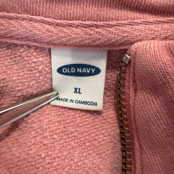 Old Navy Pink White Tie Dye Quarter Zip Sweatshirt Pullover Women's XL Warm Cozy - Picture 6 of 8
